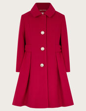 Detachable Cape Collared Coat, Red (RED), large