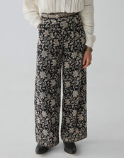 Maison Hotel Floral Print Trousers, Black (BLACK), large