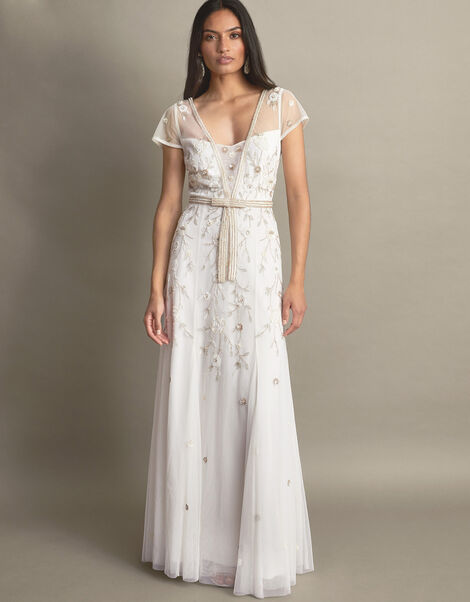 Michelle Embroidered Bridal Dress, Ivory (IVORY), large