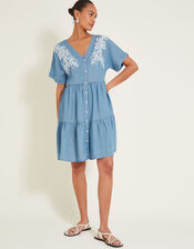 Lace Embroidered Dress, Blue (DENIM BLUE), large