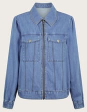 Billie Denim Bomber Jacket, Blue (DENIM BLUE), large