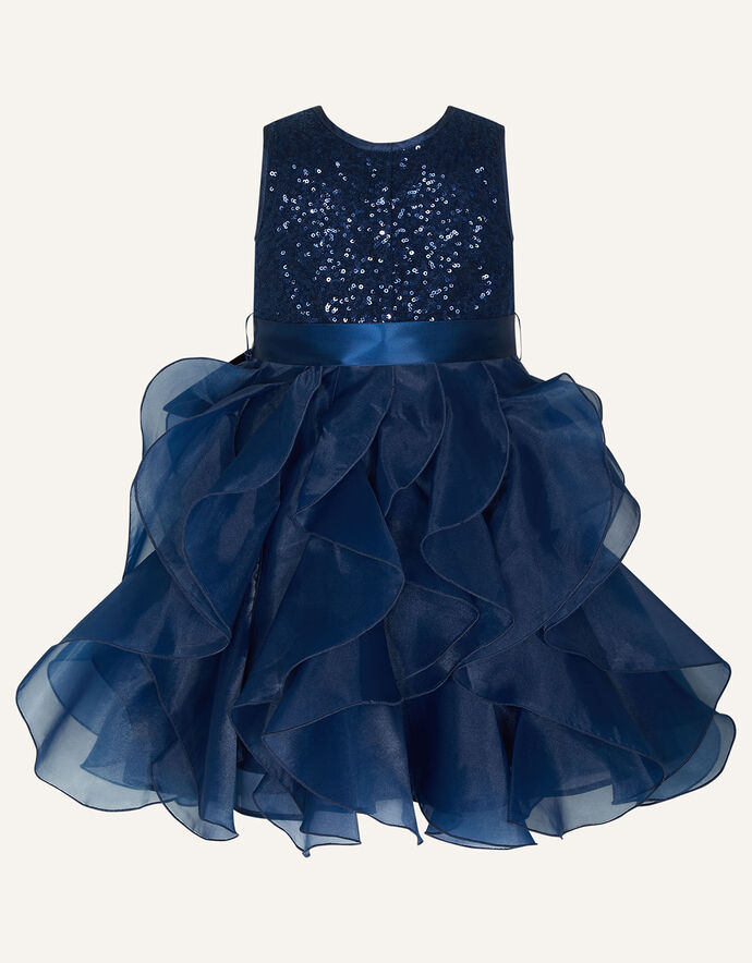 Baby Cancan Sequin Ruffle Dress Blue
