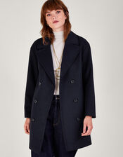 Madi Short Double Breasted Coat, Blue (NAVY), large