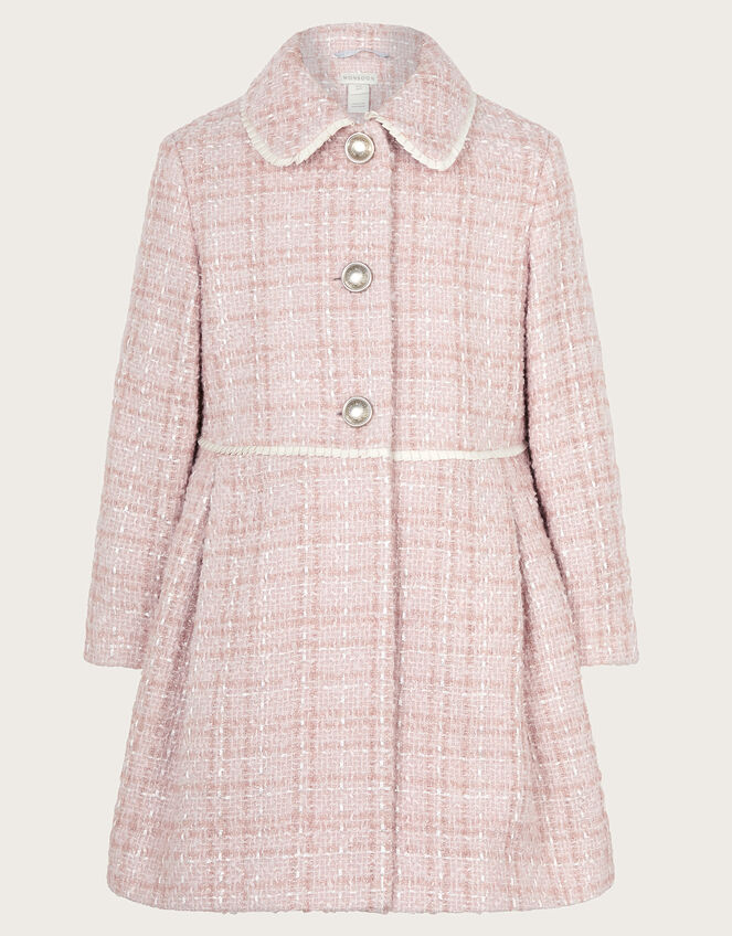 Tweed Collar Coat, Pink (PINK), large