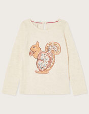 Squirrel Long Sleeve T-Shirt , Ivory (IVORY), large