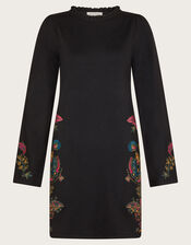 Elle Embroidered Tunic Dress, Black (BLACK), large