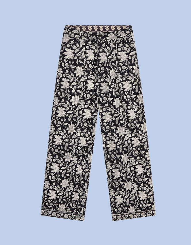 Maison Hotel Floral Print Trousers, Black (BLACK), large