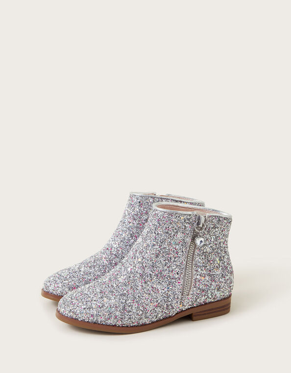 Glitter Chelsea Boots, Silver (SILVER), large