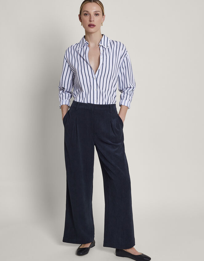 Serena Wide Leg Cord Pants, Blue (NAVY), large