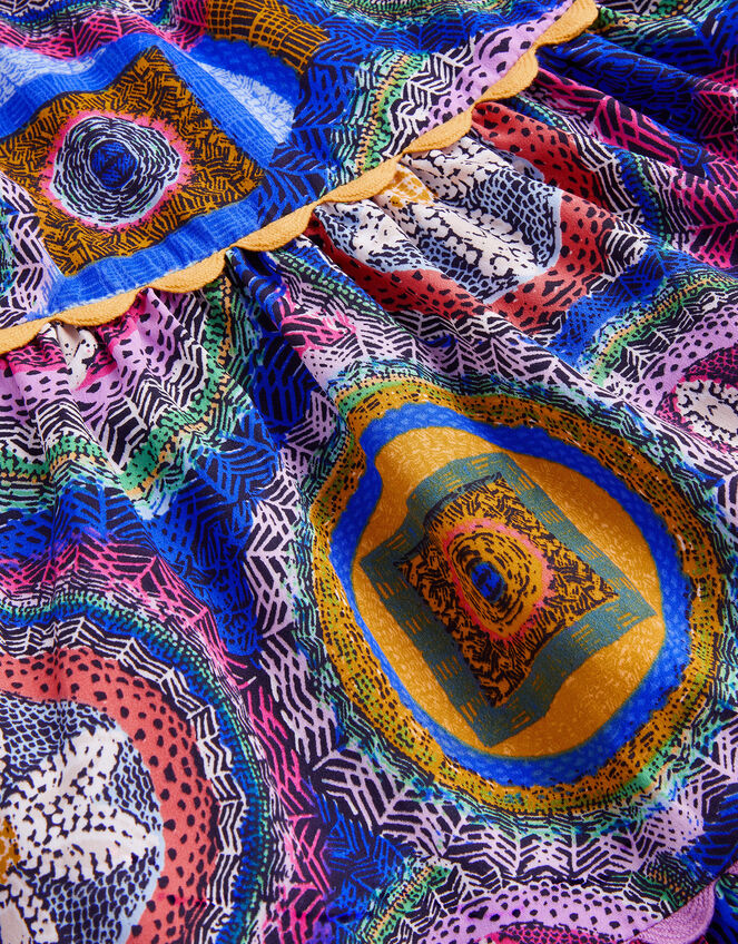 Crochet Scallop Print Dress, Blue (BLUE), large