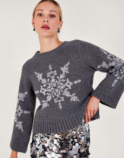 Sal Snowflake Jumper, Grey (CHARCOAL), large