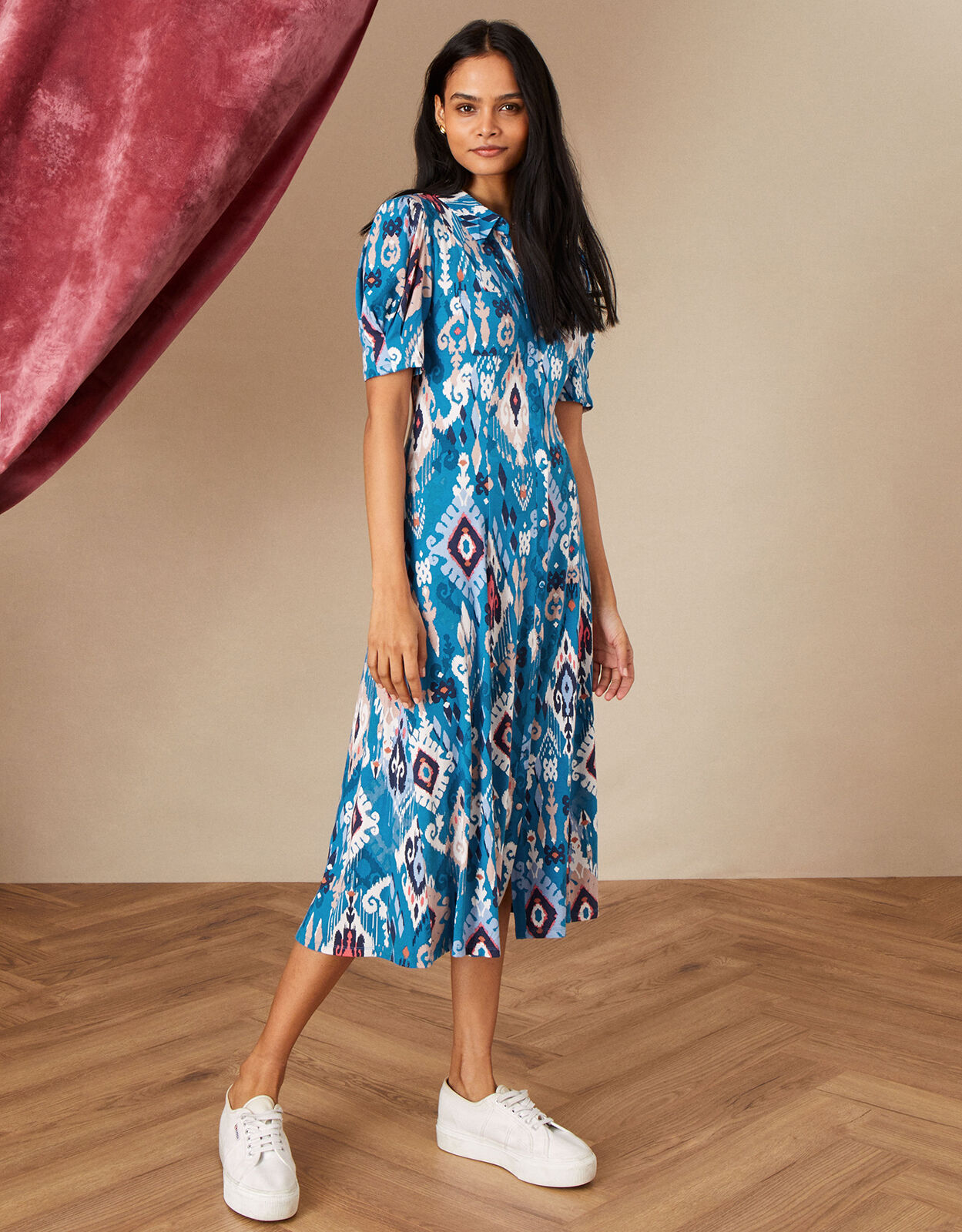 Buy Multi Ikat Print Hand Micro Pelated Maxi Dress by SAAKSHA & KINNI at  Ogaan Online Shopping Site