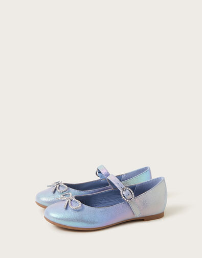 Diamante Bow Ballerina Flats, Blue (BLUE), large