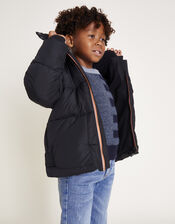 Detachable Sleeve and Hood Padded Coat, Black (BLACK), large