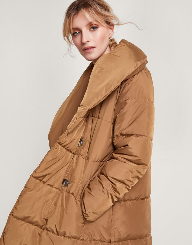 Shannon Shawl Collar Padded Coat, Camel (CARAMEL), large