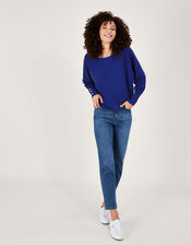 Ottoman Rib Sweater with LENZINGâ„¢ ECOVEROâ„¢, Blue (BLUE), large