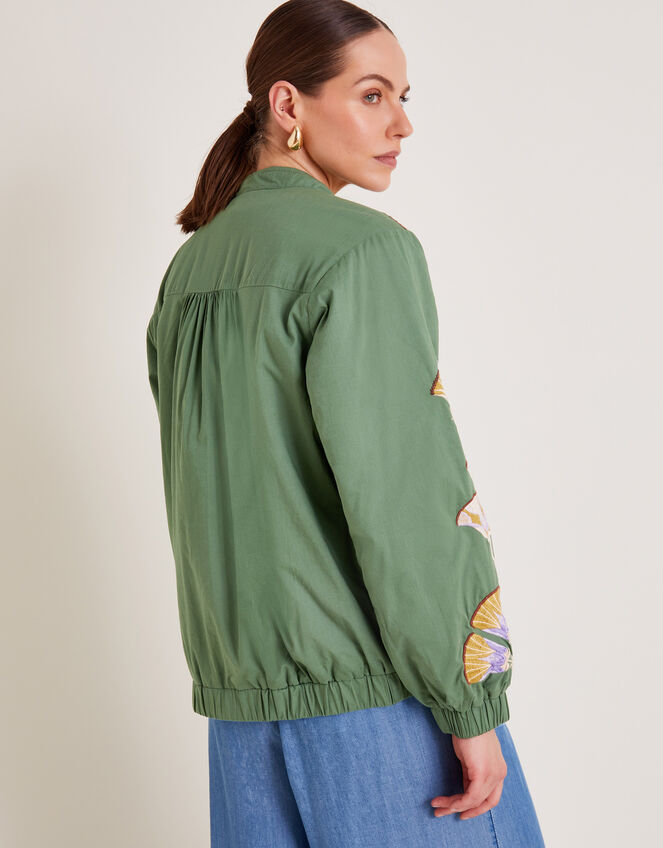 Cristina Embroidered Bomber Jacket, Green (GREEN), large