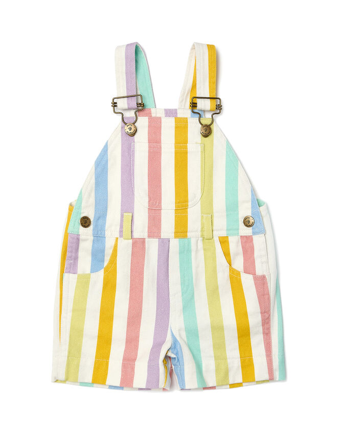 Dotty Dungarees Stripe Short Dungarees, Multi (MULTI), large