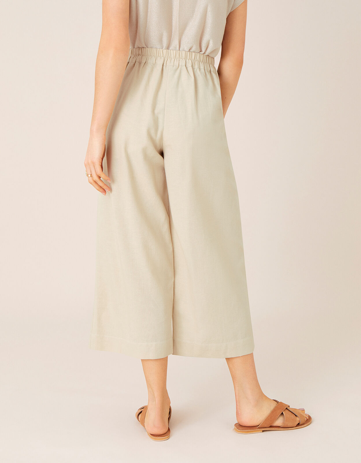 Linen-blend Crop Pants - Light beige - Ladies | H&M US