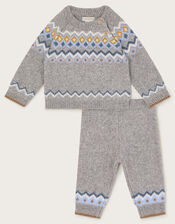 Newborn Fair Isle Set, Gray (GREY), large