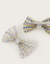 2-Pack Diamante Bow Hair Clips, , large