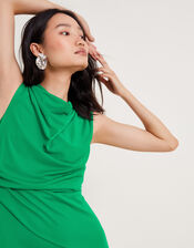 Debra Drape Jersey Dress, Green (GREEN), large