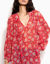 East Floral Print Blouse, Red (RED), large