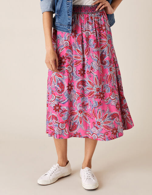 Paisley Print Skirt in LENZING™ ECOVERO™ Pink