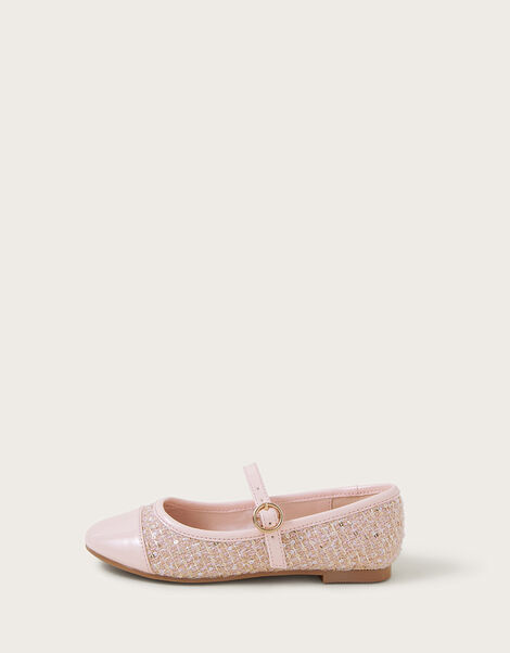 Sparkle Tweed Ballet Flats, Pink (PINK), large