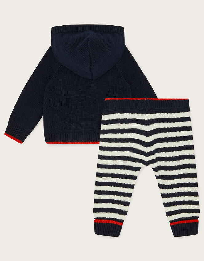 Newborn London Knitted Hoodie Set, Blue (NAVY), large