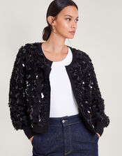 Sienna Sequin Cardigan, Black (BLACK), large