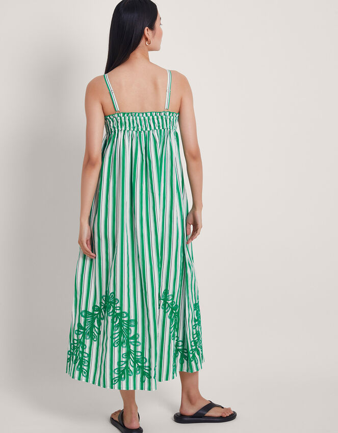 Dorita Sleeveless Stripe Embroidered Midi Dress, Green (GREEN), large