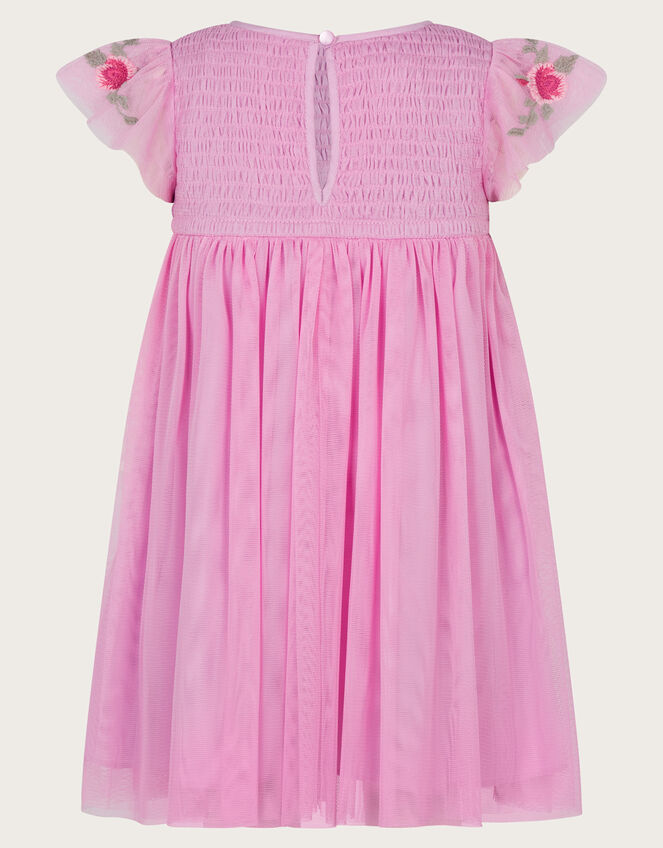 Baby April Shirred Embroidered Dress, Pink (PINK), large