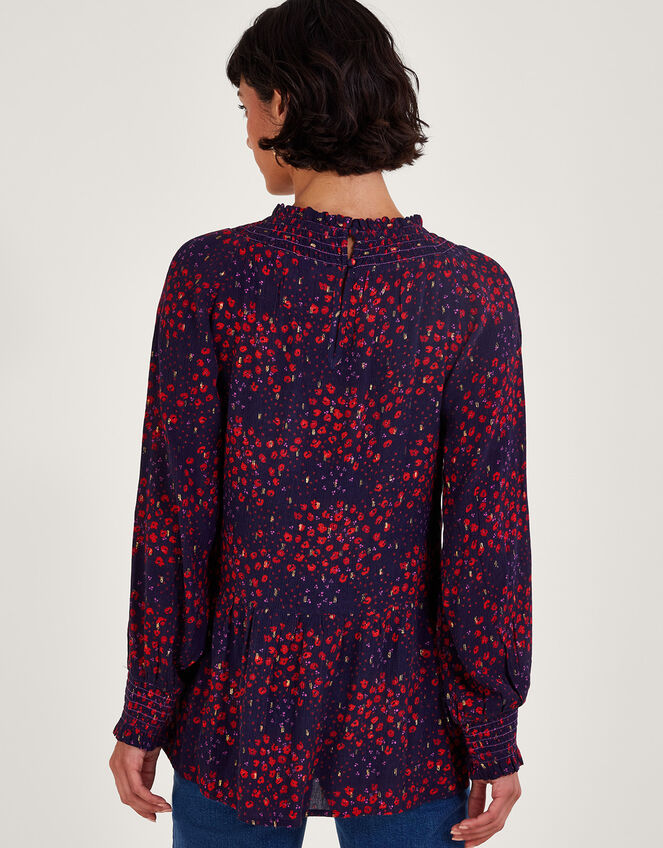 Metallic Spot Top, Blue (NAVY), large