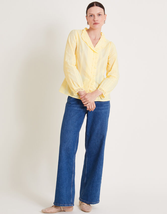 Cora Embroidered Shirt, Yellow (YELLOW), large