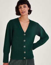 Bree Button Cardigan, Green (GREEN), large