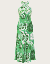 Clo Botanical Print Crossover Maxi Dress, Green (GREEN), large