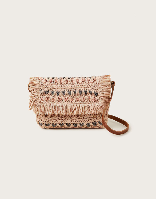 Tonal Raffia Cross-Body Bag, , large