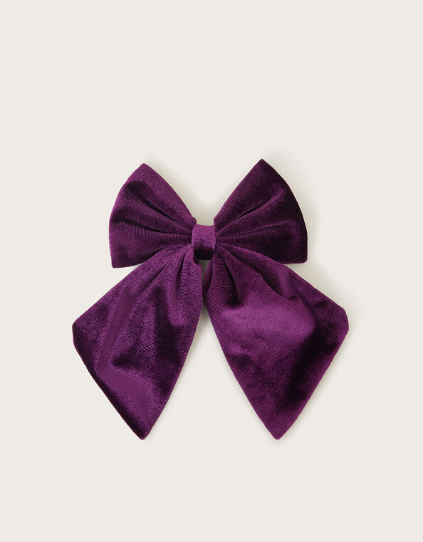 Velvet Bow Hair Clip, Purple (PURPLE), large