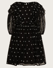 Star Print Tulle Dress, Black (BLACK), large