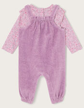 Newborn Ditsy Print Velour Romper Set, Purple (LILAC), large