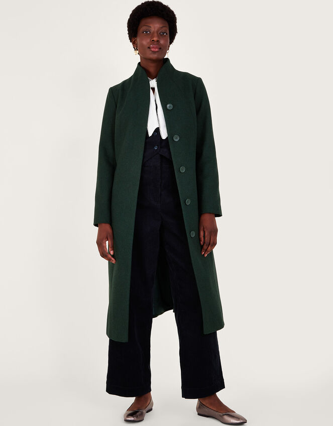 Saskia Belted Coat, Green (GREEN), large