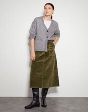 Malika Corduroy Midi Skirt, Green (OLIVE), large