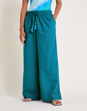 Yara Plain Wide Leg Trousers, Teal (TEAL), large