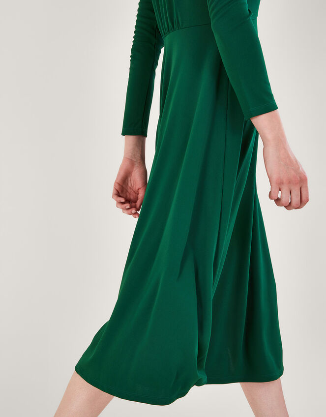 Collared Jersey Dress Green, Midi Dresses