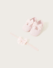 Baby Lila Booties and Headband Set, Pink (PINK), large