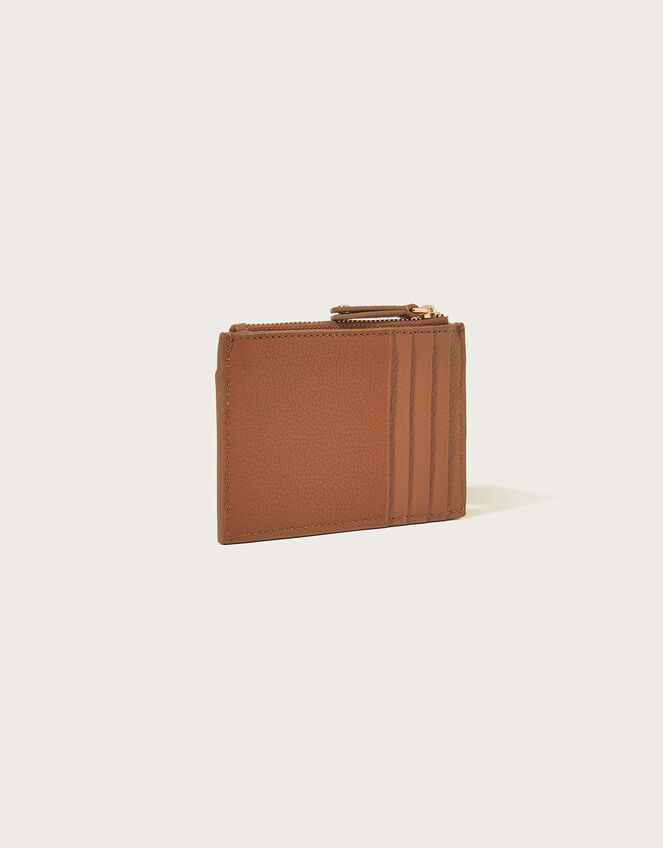 Scallop Leather Card Holder, Tan (TAN), large