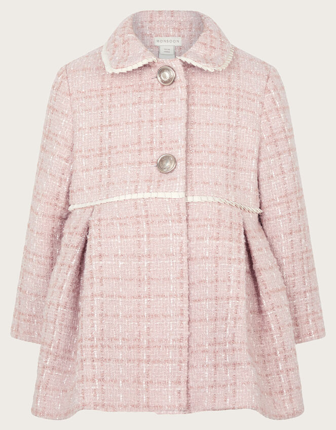 Baby Tweed Collared Coat, Pink (PALE PINK), large