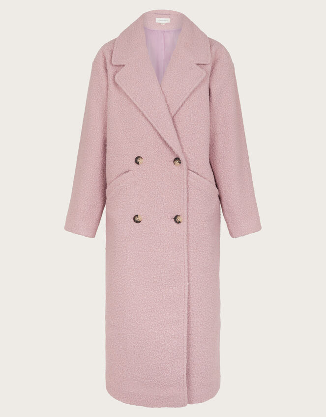 Ophelia Double-Breasted Boucle Coat, Pink (PINK), large