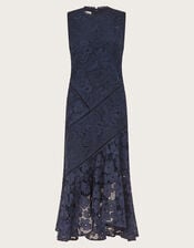 Gianna Sleeveless Lace Midi Dress, Blue (NAVY), large